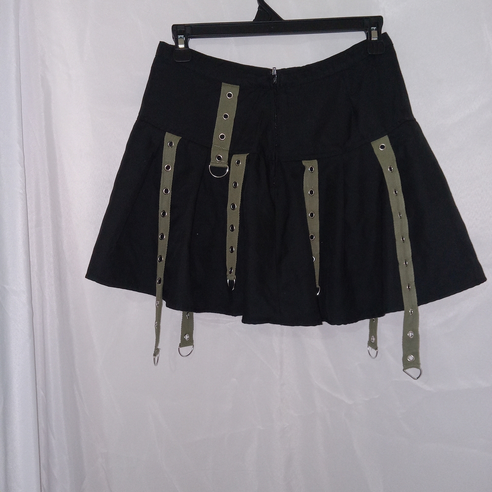 Social Collision Gothic Mini Skirt Strappy D-Ring Black Punk Grunge Alt Y2K 26" - Picture 7 of 13